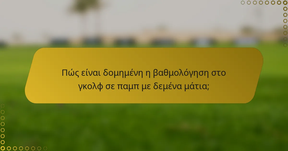 Πώς είναι δομημένη η βαθμολόγηση στο γκολφ σε παμπ με δεμένα μάτια;